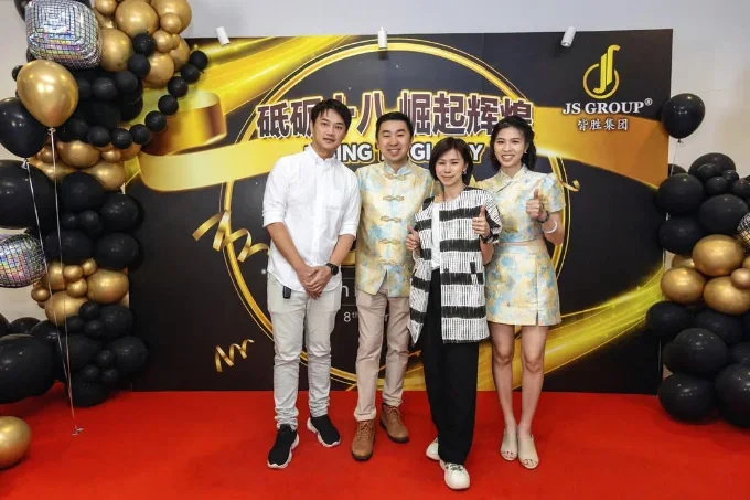 Lucian Yong, far left in a white shirt, with his clients from JS Group at their anniversary celebration