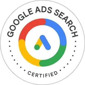 Google Ads Search Certification badge of Lucian Yong, freelance web designer and Google Ads specialist in Malaysia