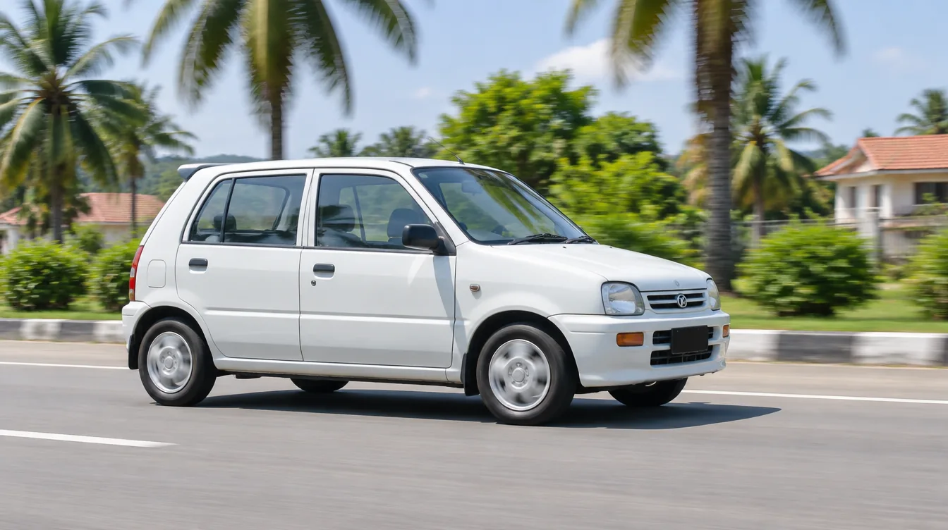 The Kancil driving on a sunny Malaysian road