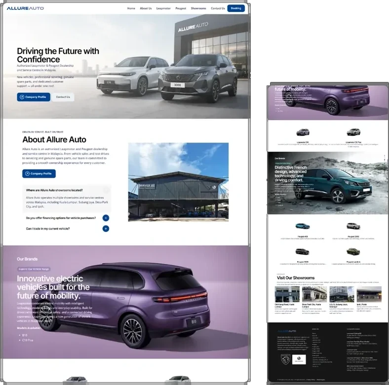 Allure Auto website design (leapmotor dealer) by Lucian Yong, freelance web designer