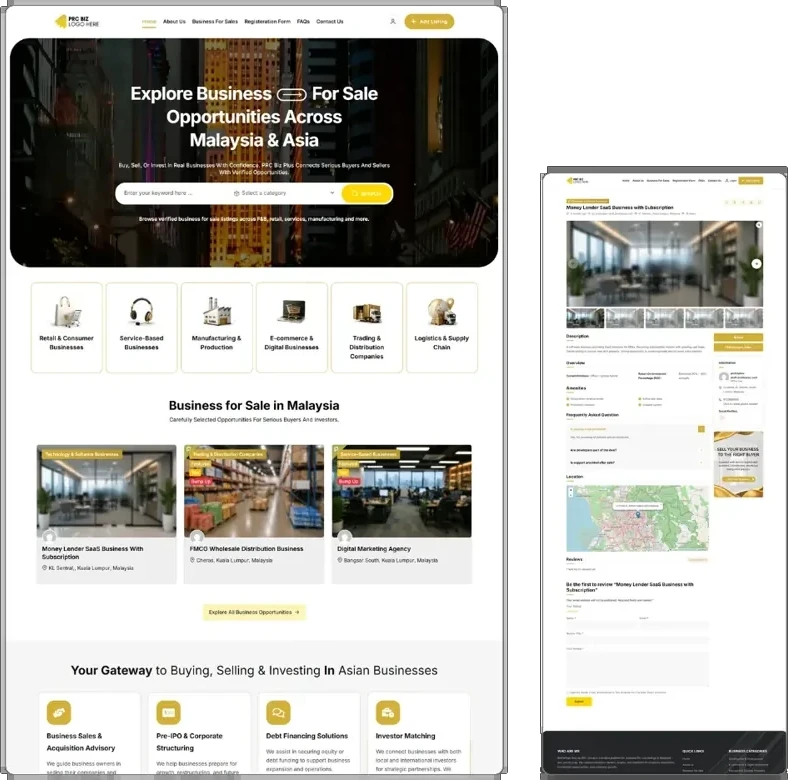 PRC Biz website design (business listing) by Lucian Yong, freelance web designer