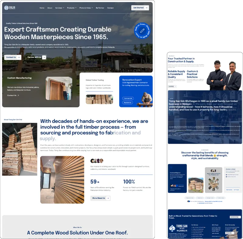 Tiong San website design (wood factory) by Lucian Yong, freelance web designer