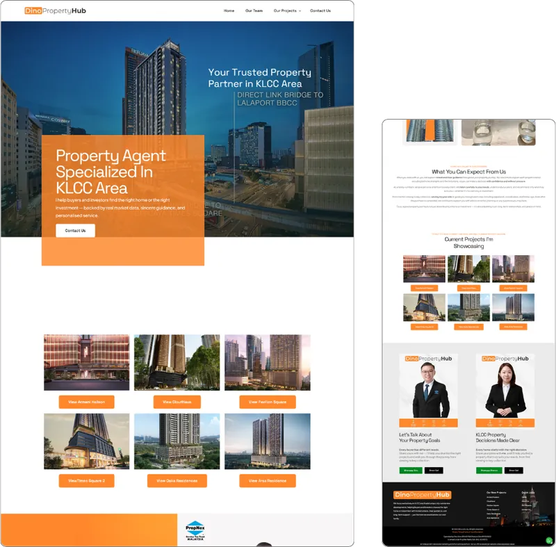 Dino Property website design (property agency) by Lucian Yong, freelance web designer