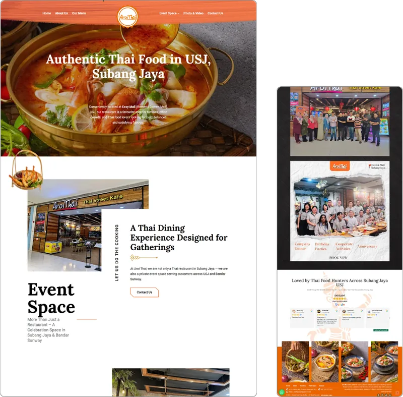 AroiThai website design (thai restaurant) by Lucian Yong, freelance web designer