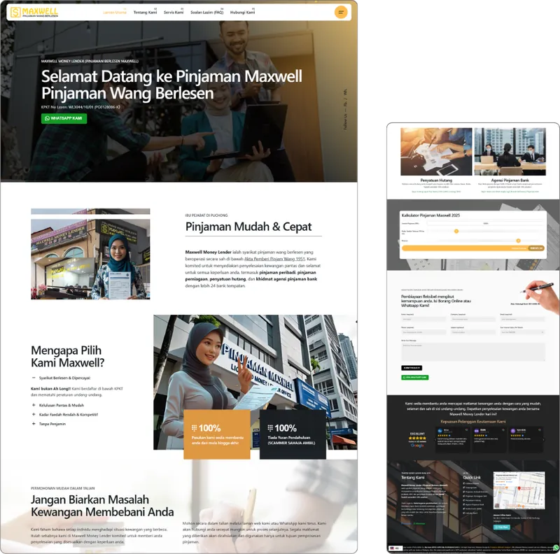 Money Lender website design (finance firm) by Lucian Yong, freelance web designer