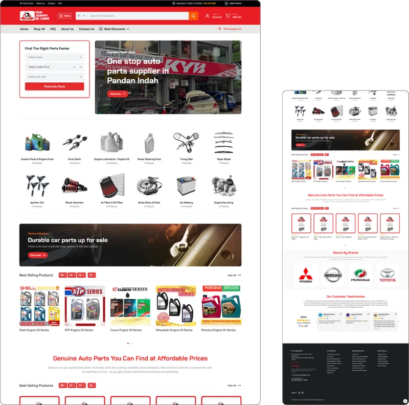 Auto Parts website design (auto parts) by Lucian Yong, freelance web designer