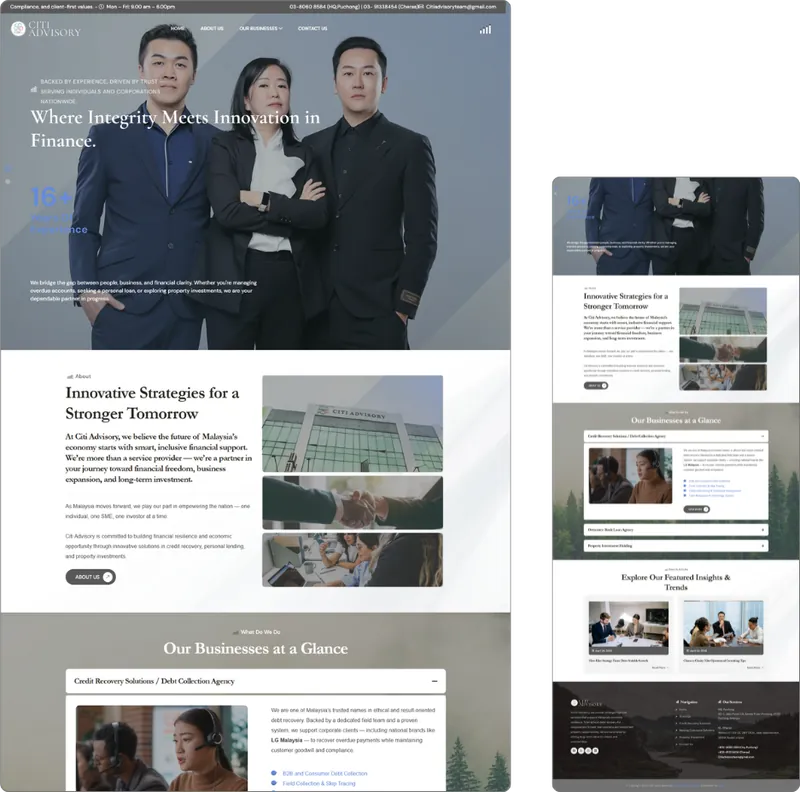 Credit & Finance website design (finance firm) by Lucian Yong, freelance web designer