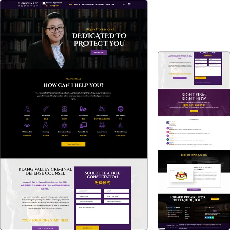 Chooi Chin website design (criminal lawyer) by Lucian Yong, freelance web designer