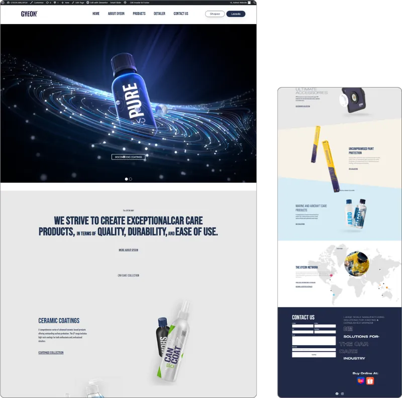 Gyeon website design (automotive) by Lucian Yong, freelance web designer