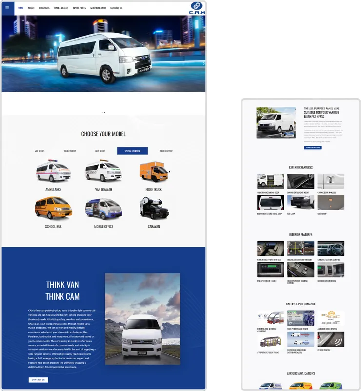 CAM Malaysia website design (automotive) by Lucian Yong, freelance web designer