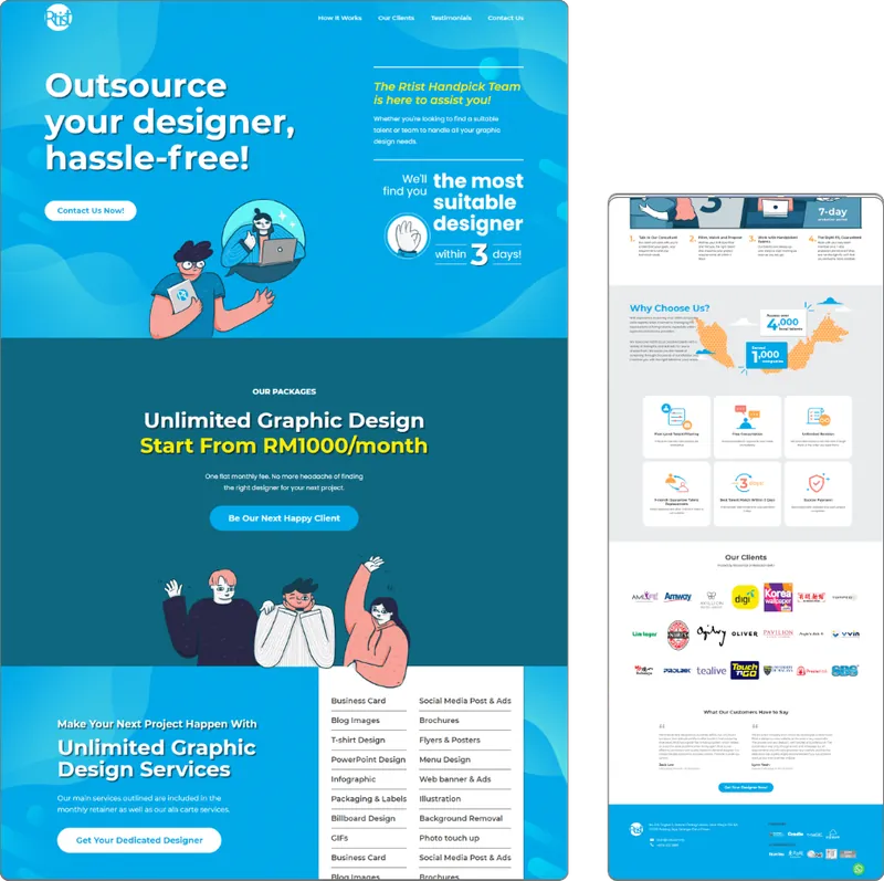 Rtist website design (creative) by Lucian Yong, freelance web designer