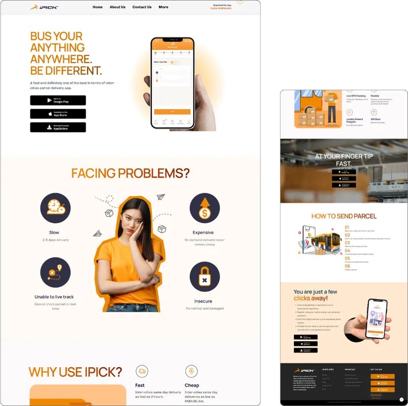 App website design (transport app) by Lucian Yong, freelance web designer