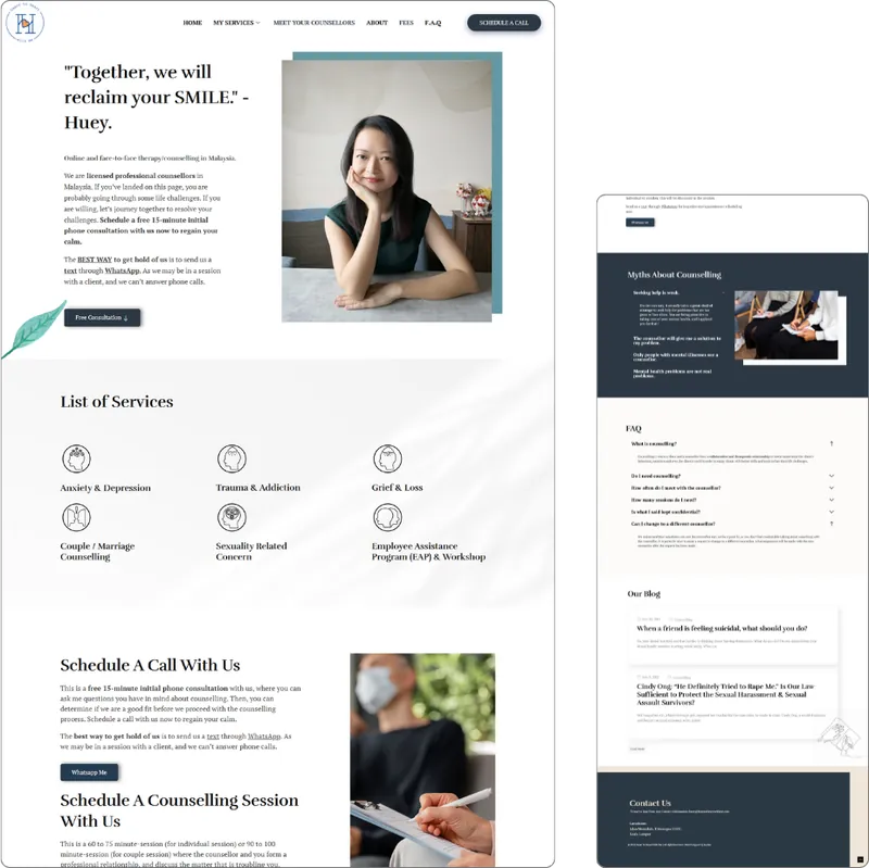 Counselling website design (counselling) by Lucian Yong, freelance web designer