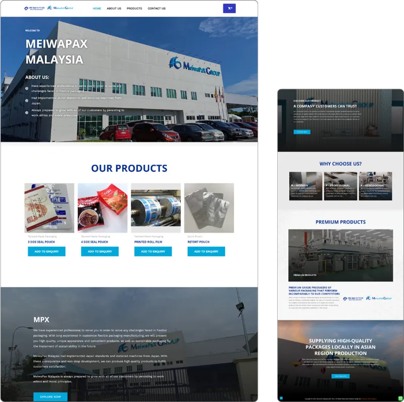 MeiwaPax website design (packaging factory) by Lucian Yong, freelance web designer