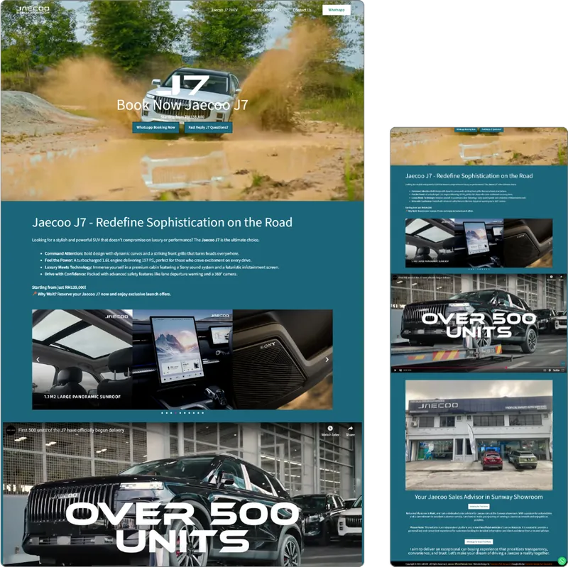 Jaecoo website design (car dealer) by Lucian Yong, freelance web designer