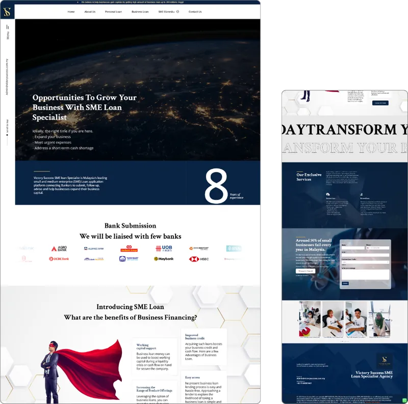 SME Loan Agency website design (business loans) by Lucian Yong, freelance web designer