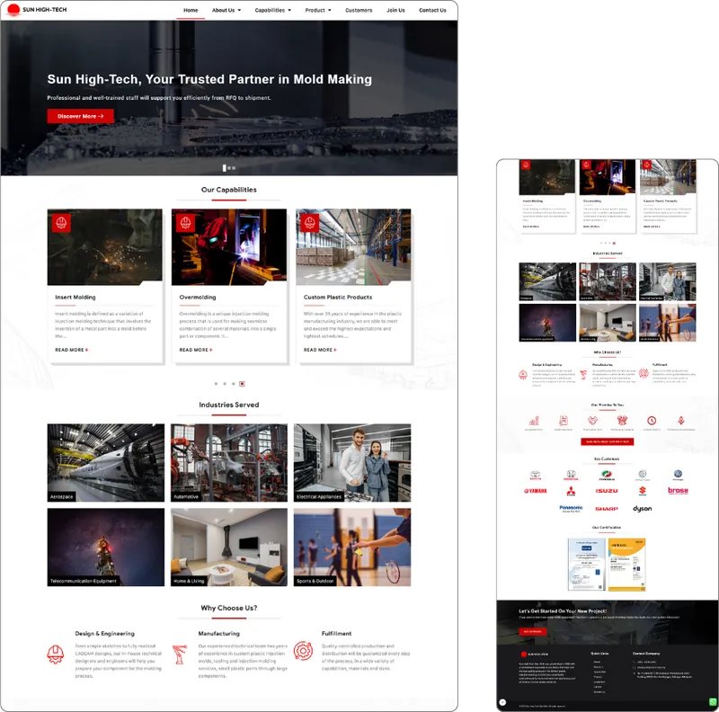 Sun Hitech website design (metal factory) by Lucian Yong, freelance web designer