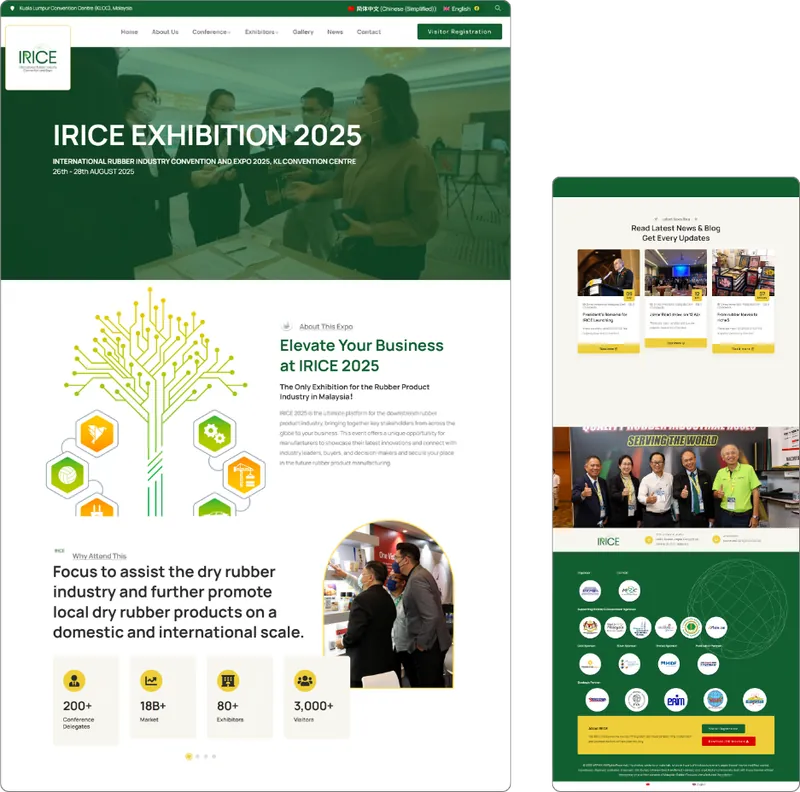 Rubber Exhibition website design (trade event) by Lucian Yong, freelance web designer
