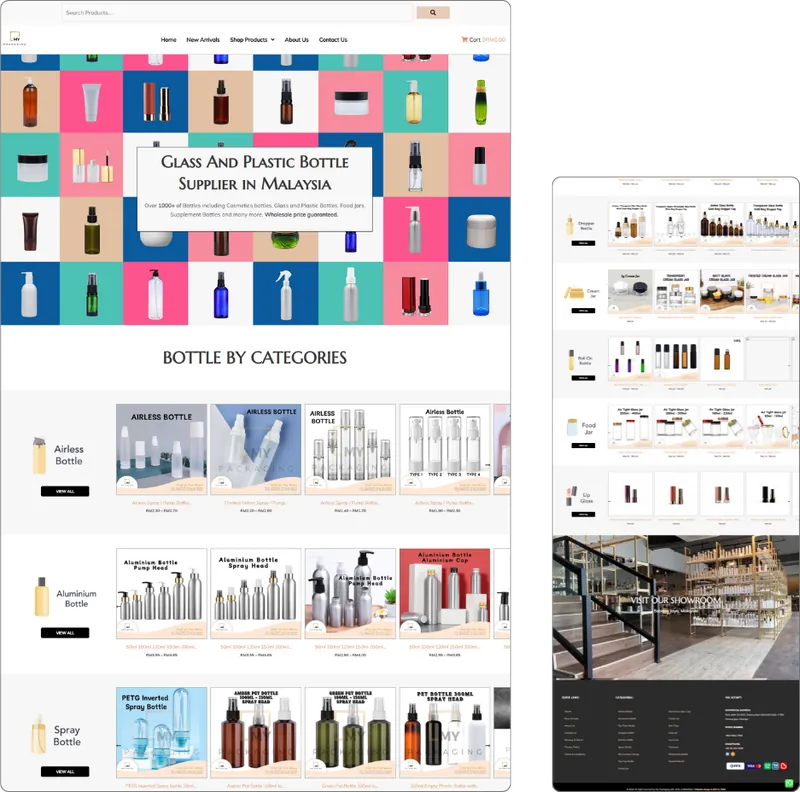 Bottle Supplier website design (packaging supplier) by Lucian Yong, freelance web designer