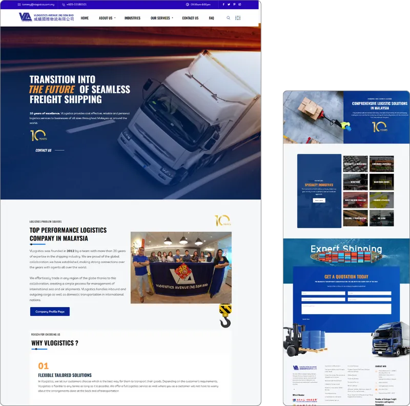 Logistics website design (logistics) by Lucian Yong, freelance web designer