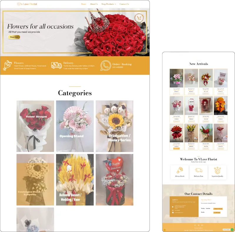 Florist website design (florist) by Lucian Yong, freelance web designer