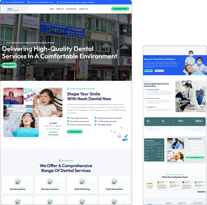 Dental Clinic II website design (dental clinic) by Lucian Yong, freelance web designer