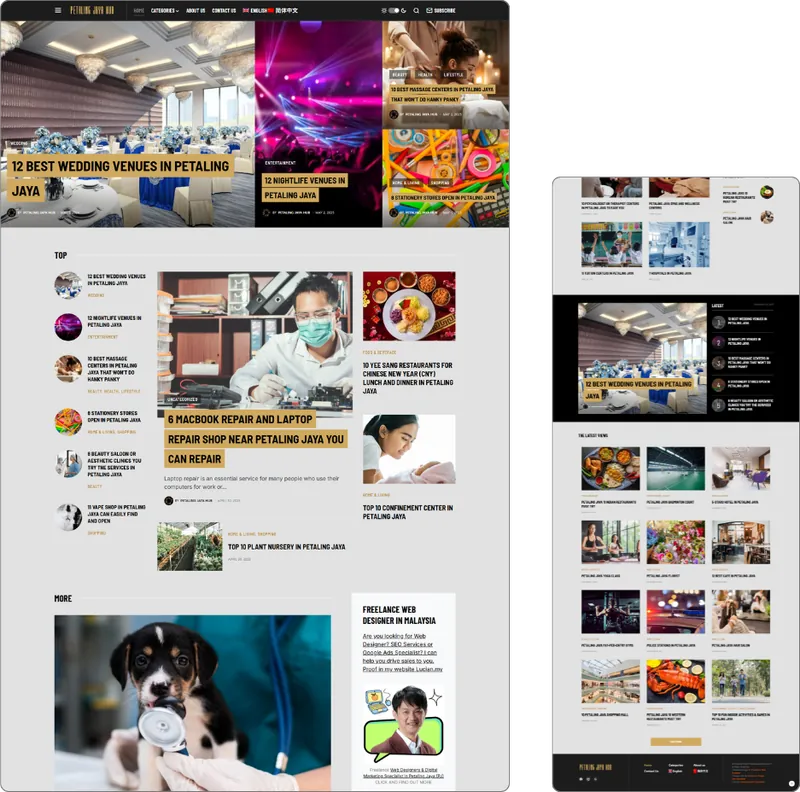 Community Blogger website design (community blog) by Lucian Yong, freelance web designer