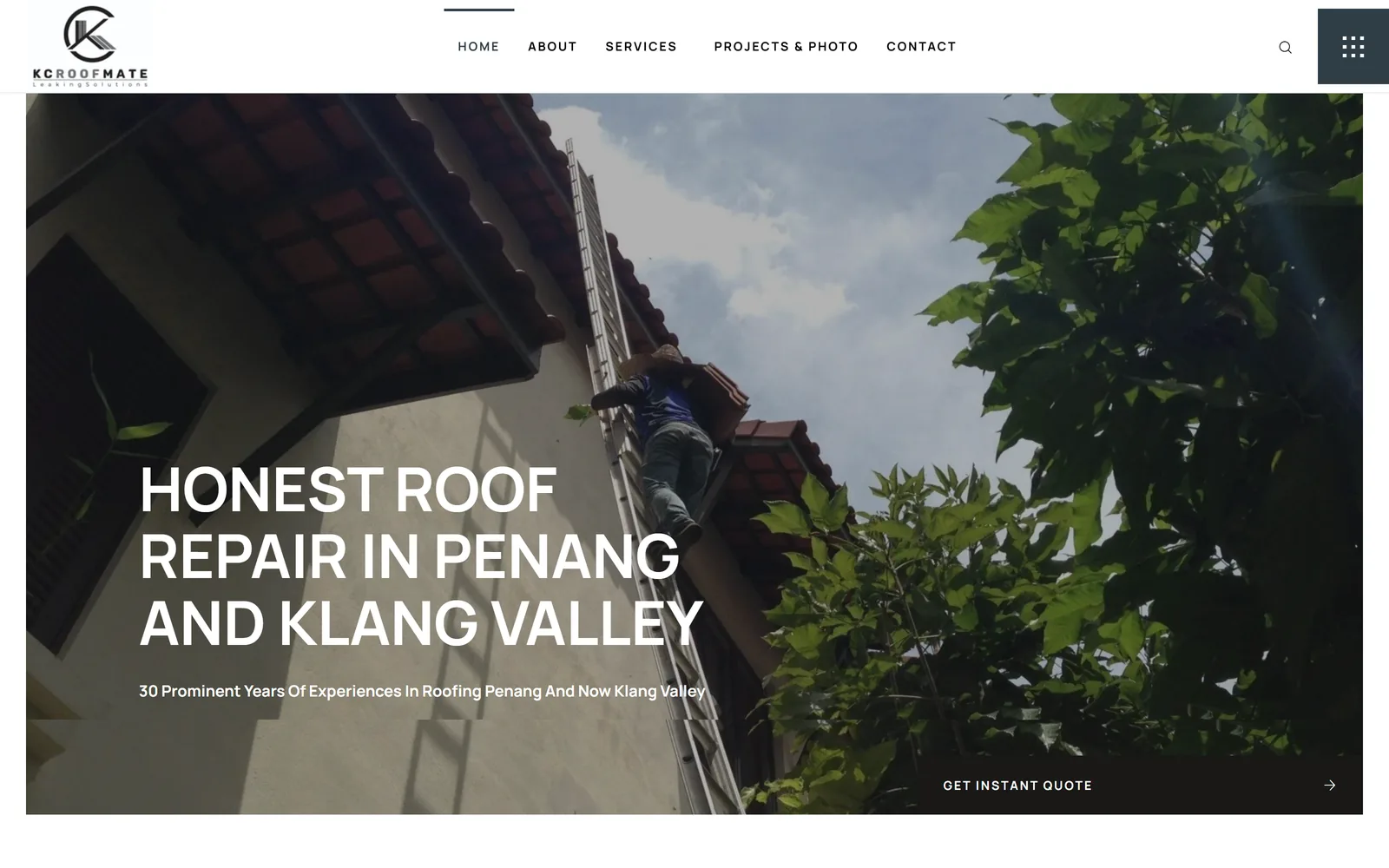 KC Roofmate website after the redesign