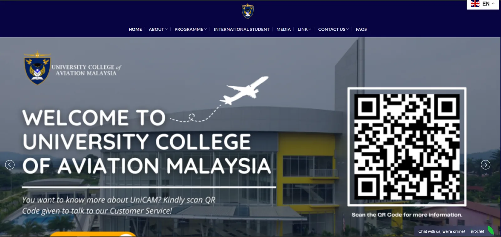 UniCAM website before the redesign