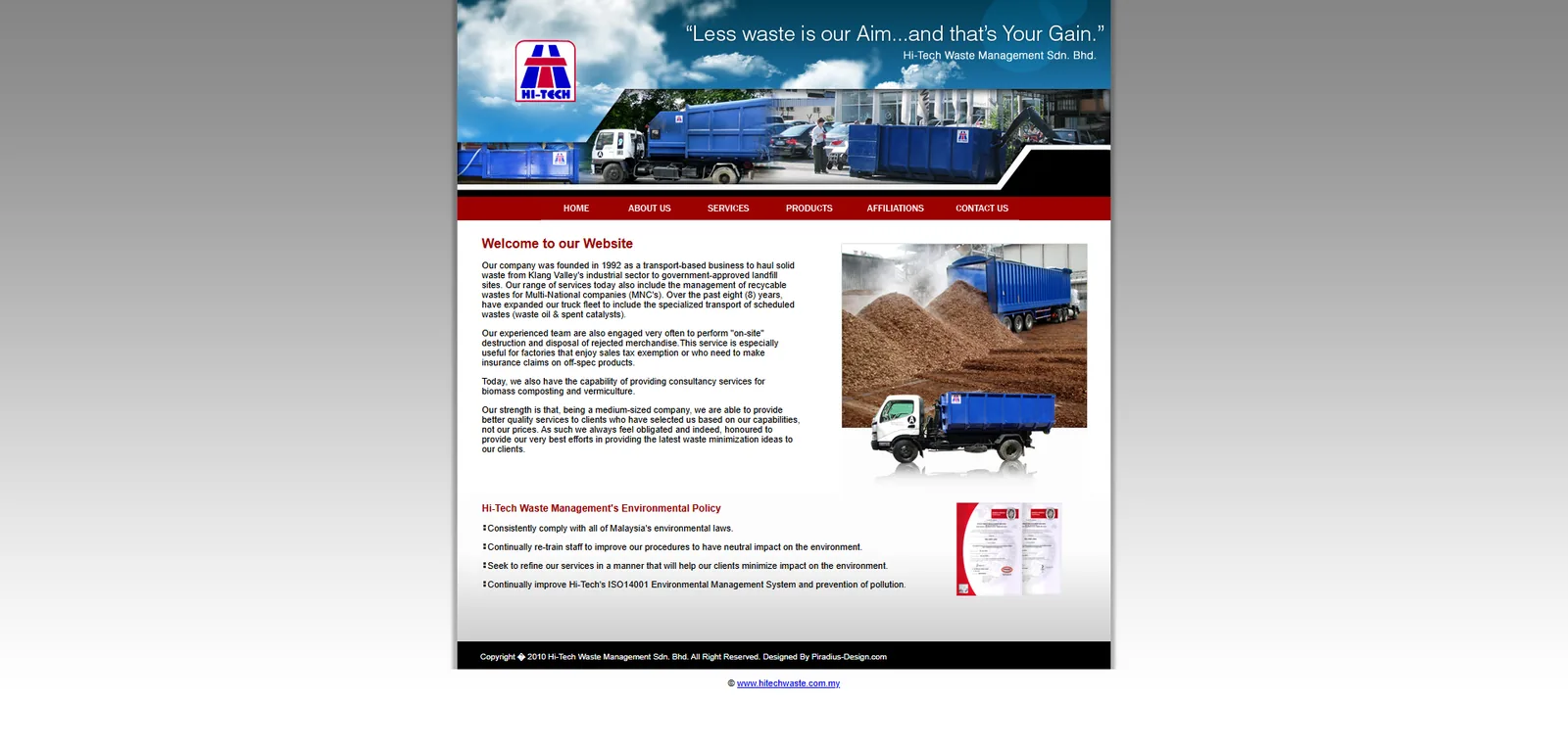 Hitech Waste website before the redesign