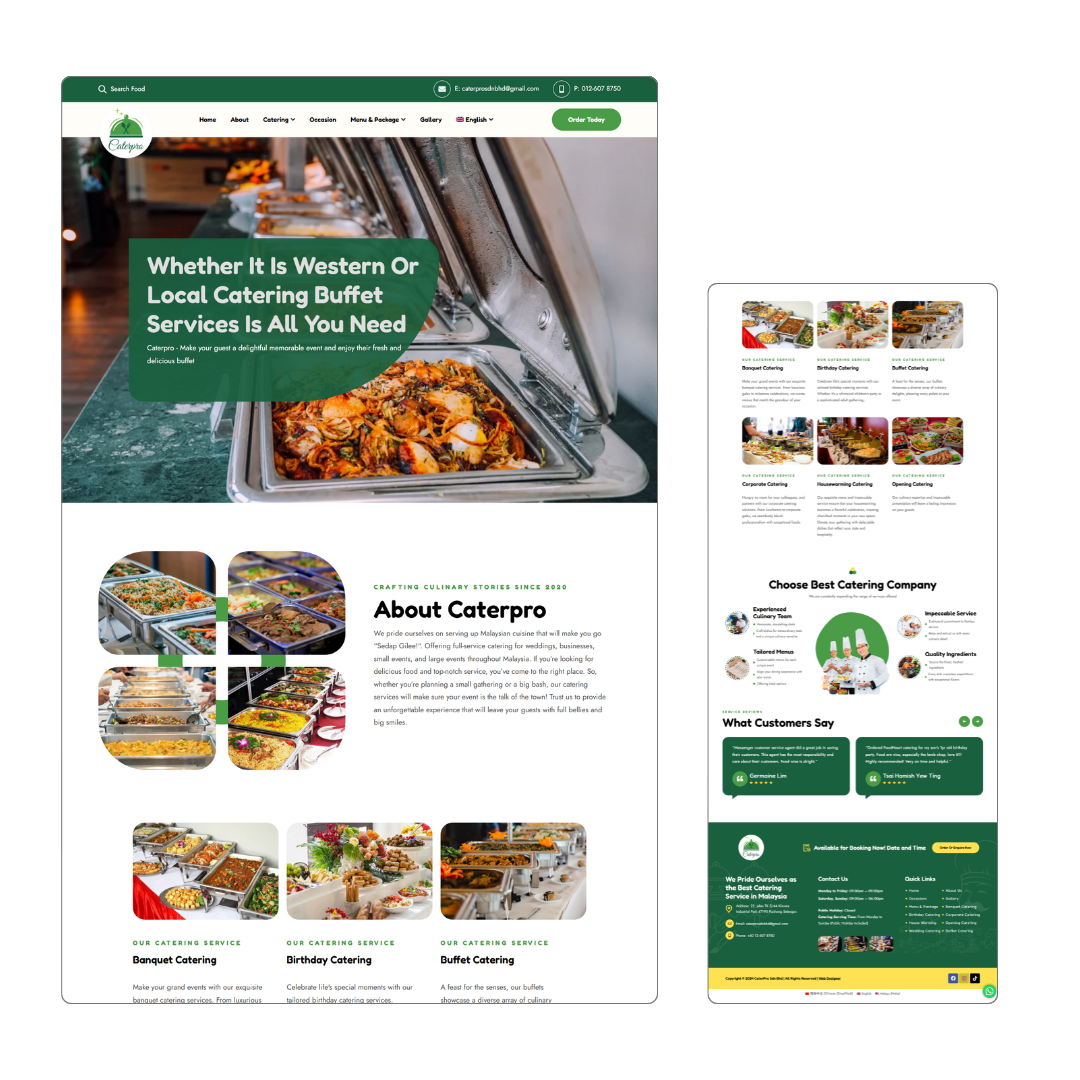 Freelance Website Designer Portfolio Catering Food website