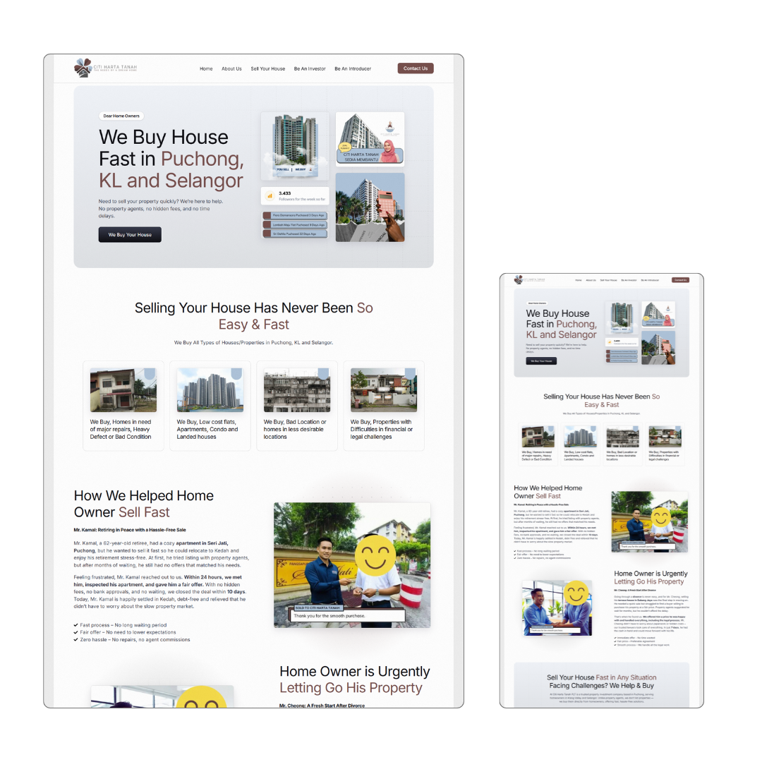 Freelance Website Designer Property Investor website